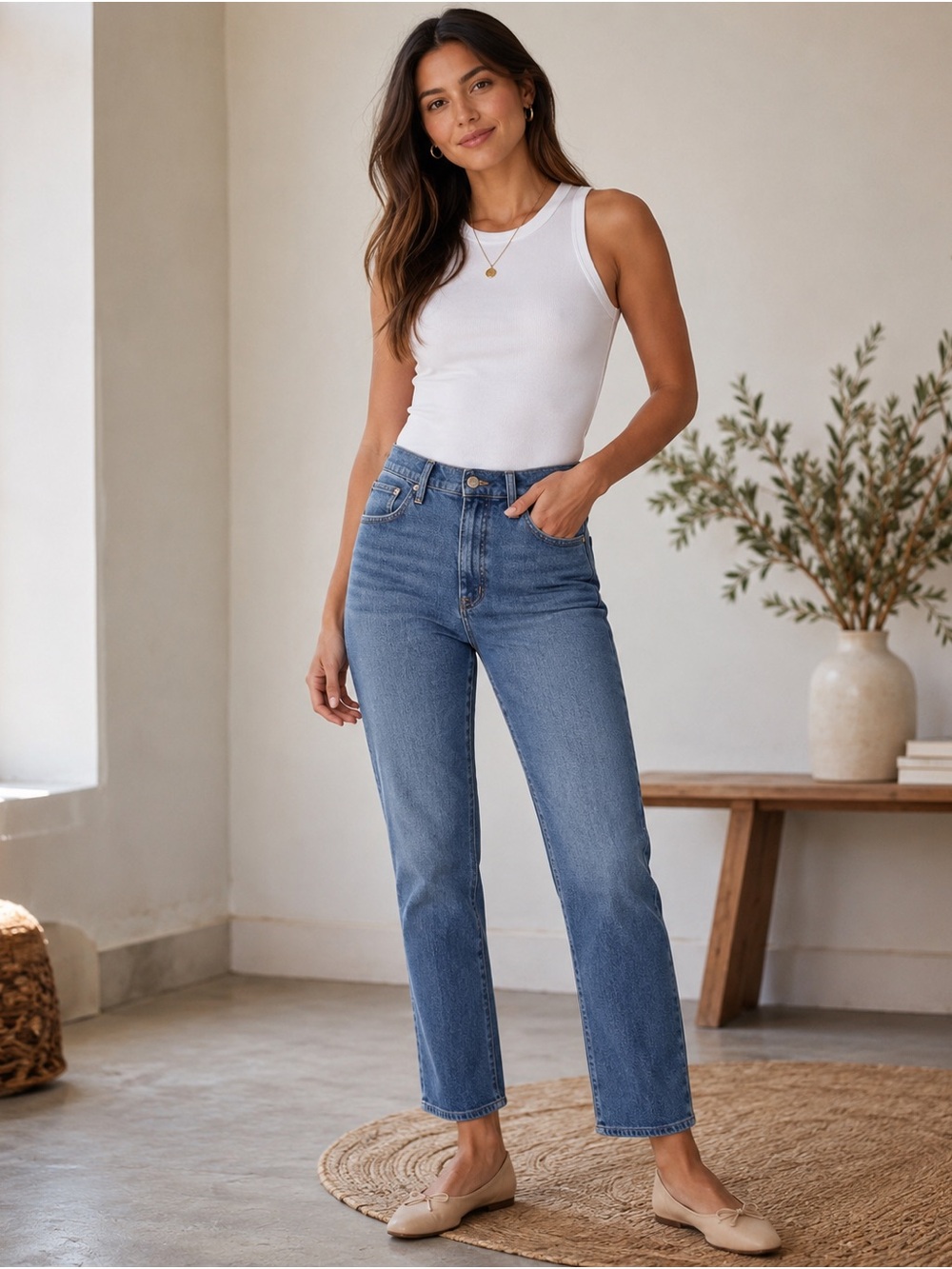 J.Crew Essential Straight Jeans Size 29 NWT Medium Wash Stretch Denim